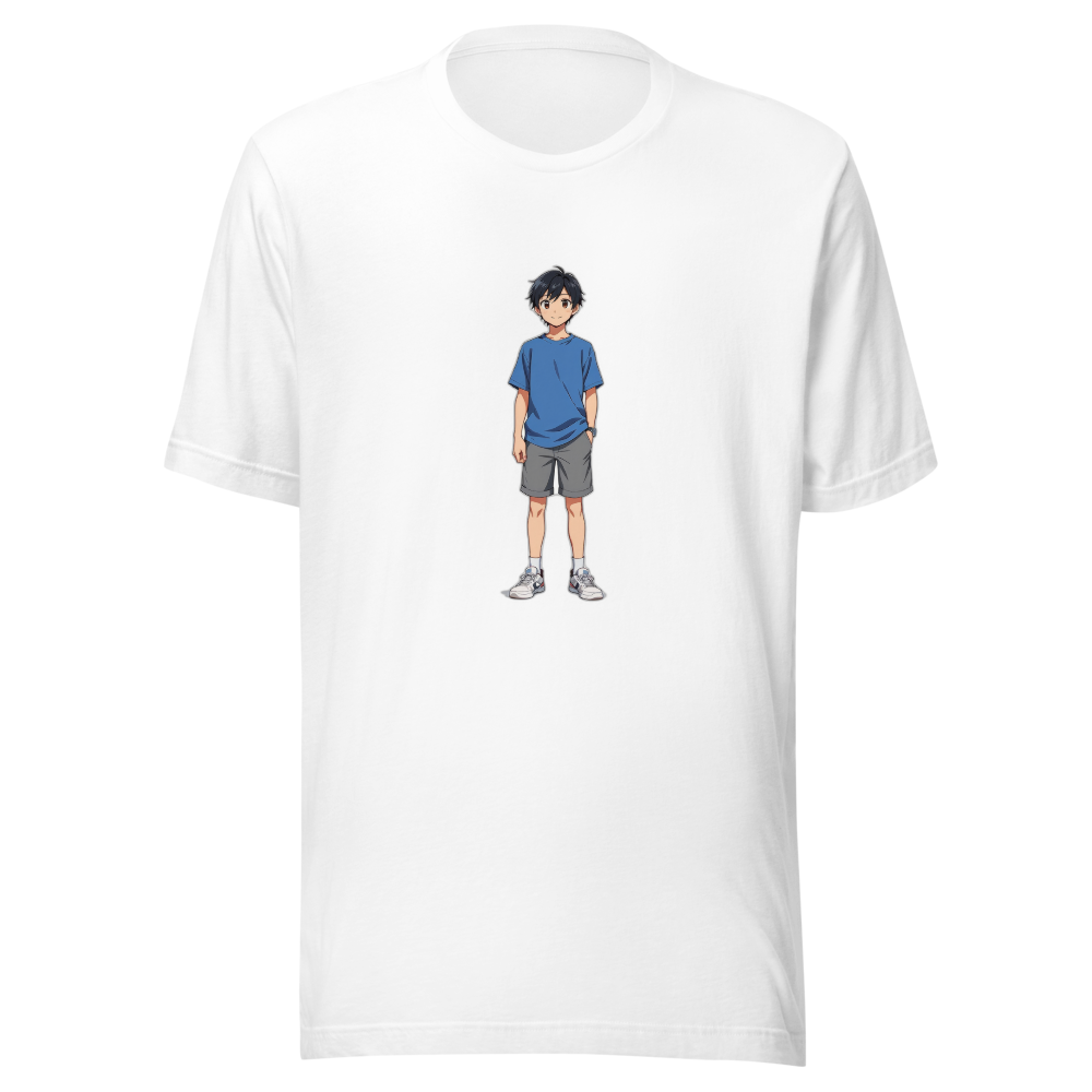 Arif anime character on white unisex tee — Team JCF Play