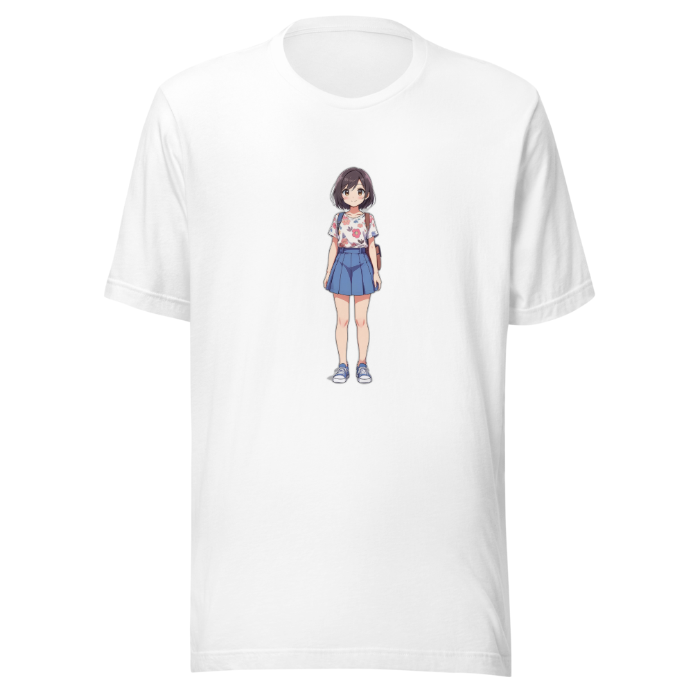 Julia anime character on white unisex tee — Team JCF Play